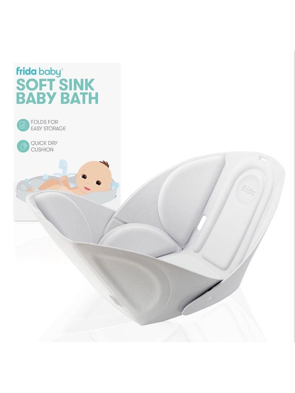 Frida Baby Soft Sink Baby Bath (Gray) Foldable & Ideal for Travel *EUC